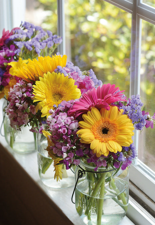 Flower Vases on Window Sill Birthday Card