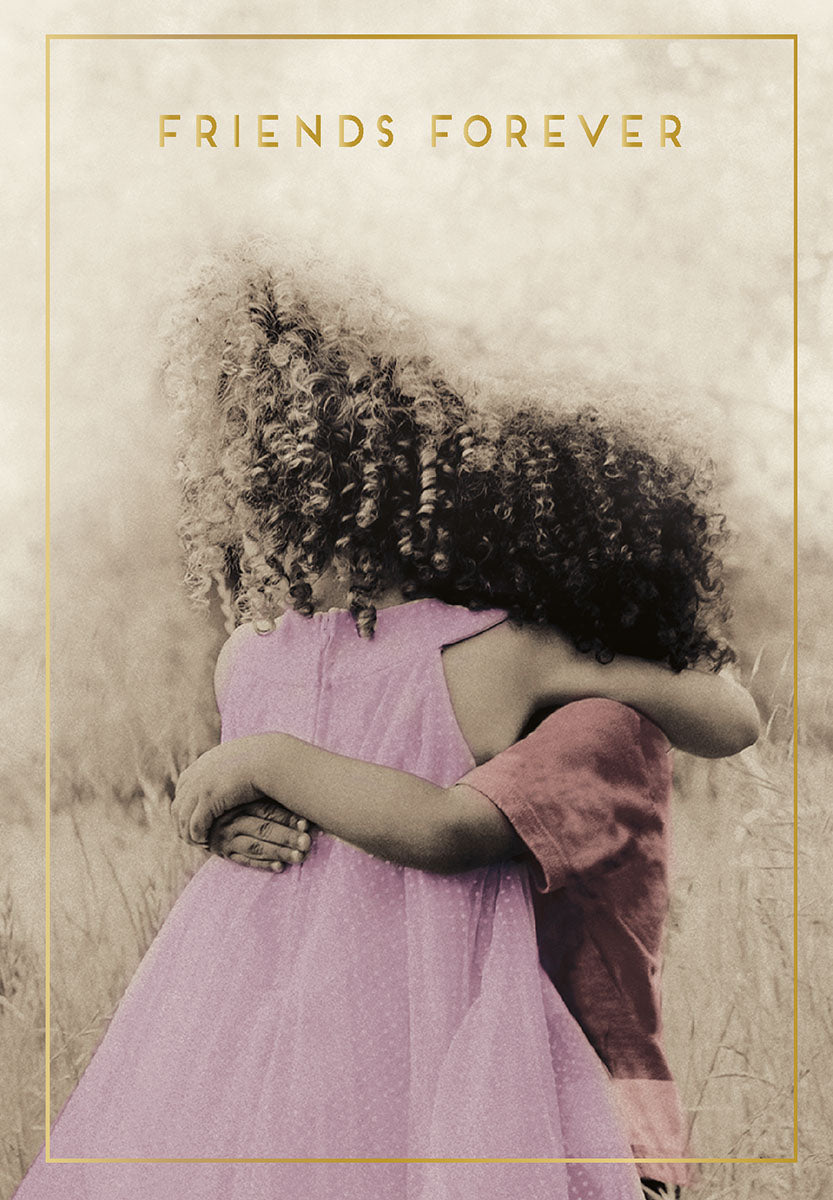 Two Young Girls Hugging Friendship Card