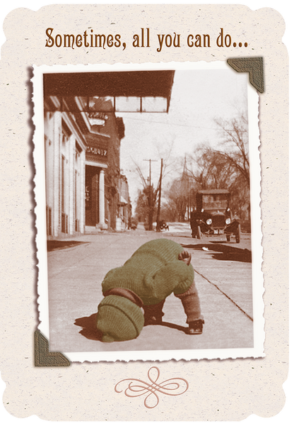 Kid bent over with head on ground Christian Encouragement Card