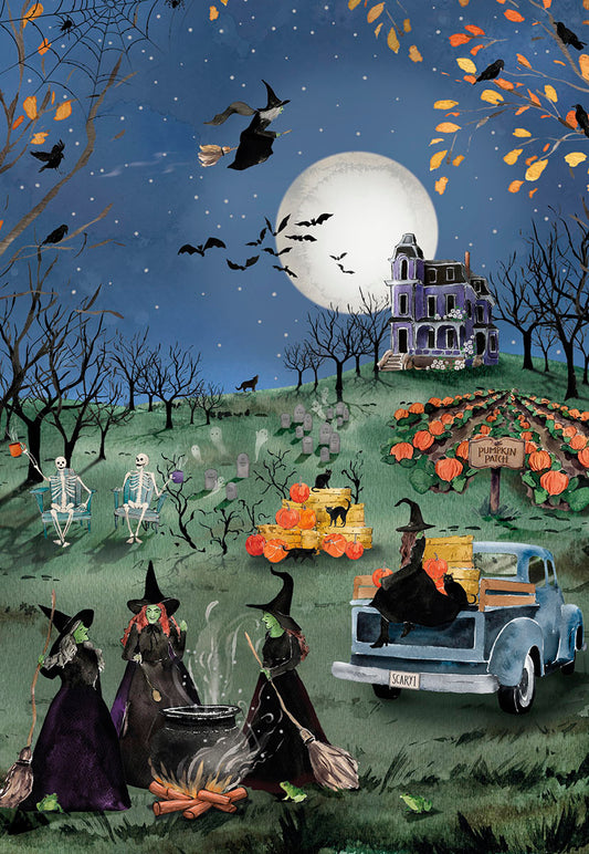 Be-Witching Spooky Haunted House and Garden Halloween Card