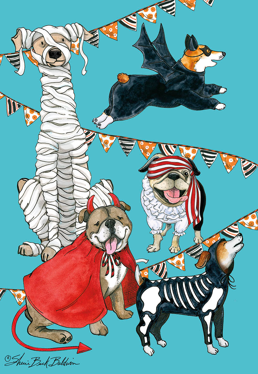 Dogs Dressed in Halloween Costumes Halloween Card