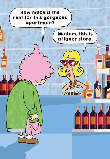 Aunty Acid Standing in Liquor Store Birthday Card