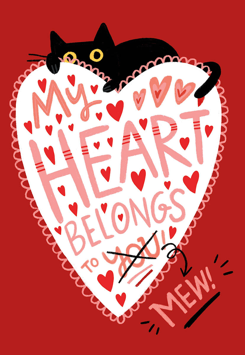 My Heart Belongs to Mew! Black Cat Valentine's Day Card