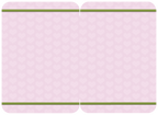 Blank interior of a charming pink greeting card with subtle heart patterns and green border, ready for your heartfelt message.