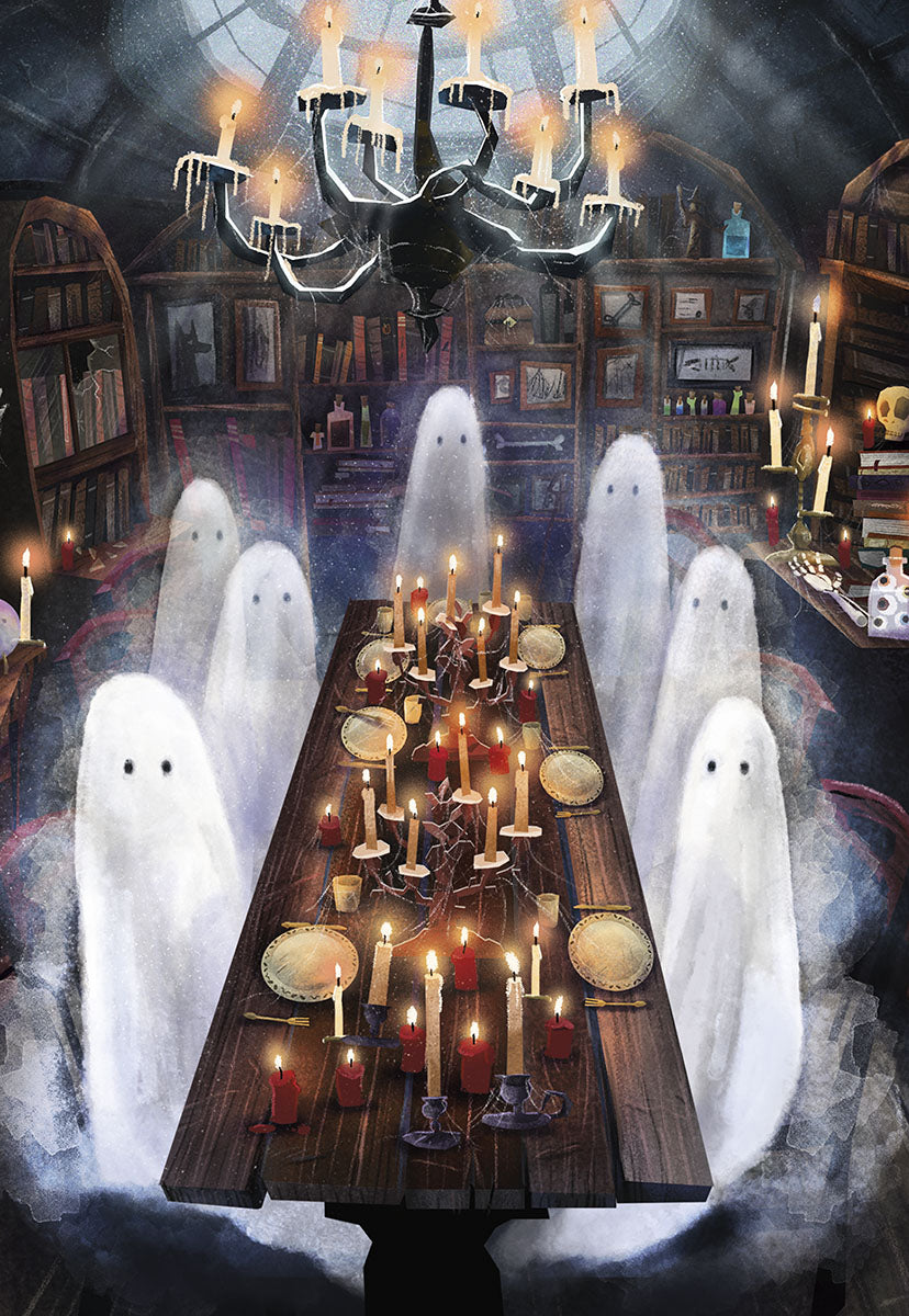 Group of Ghosts Sitting at Dinner Single Halloween Card | Leanin' Tree