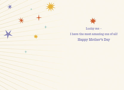 Inside of a greeting card with a heartfelt message and decorative stars on a light background.