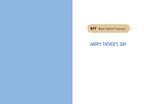 Inside of a Father's Day card displaying the message 'BFF Best Father Forever!' and 'HAPPY FATHER'S DAY' on a simple light blue and white background.