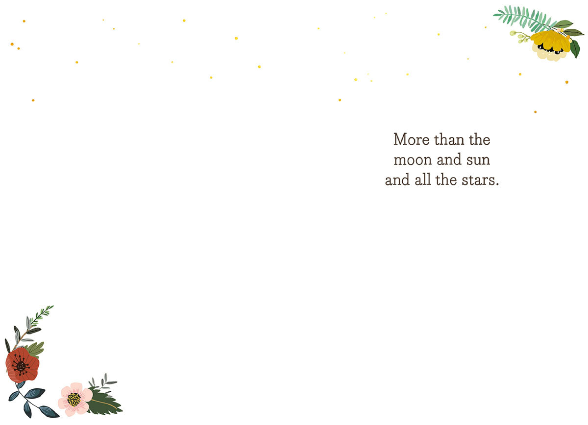 Inside of a Mia Charro 'You Are Loved' card, with a white background and a message of profound love.