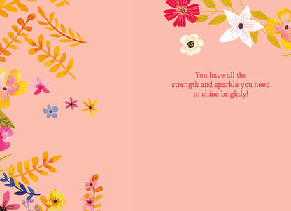 Inside of a Mia Charro 'Trust Your Inner Wisdom' card, with a pink background and a message about inner strength.