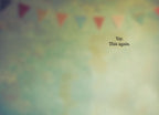 Inside view of a funny greeting card with faded, blurred colorful party flags in the background, featuring the sarcastic black text 'Yay. This again.' perfectly complementing the grumpy cat theme.