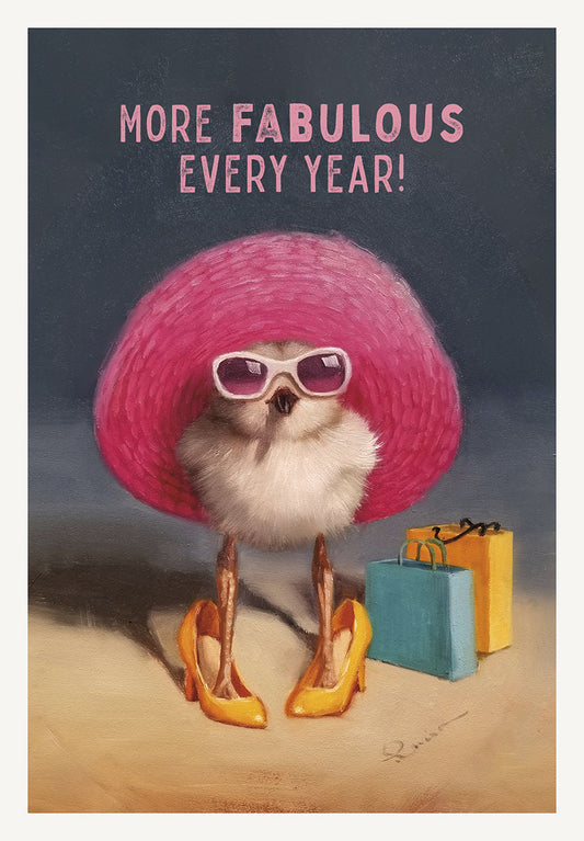 Chick Wearing Big Hat, Sunglasses Birthday Card
