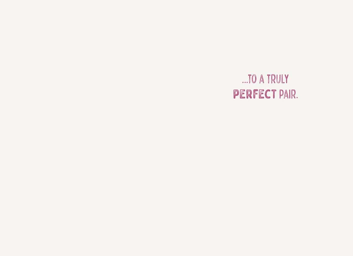 Inside of an anniversary greeting card with the heartfelt message: '...TO A TRULY PERFECT PAIR.'