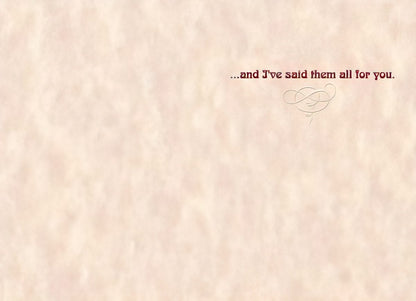 Inside of a Maggie Mae card with simple script reading '...and I've said them all for you.' on a textured background.