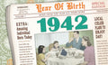 Vintage newspaper front page birthday greeting card for 1942, featuring a retro family scene, celebrating a special individual's birth year.