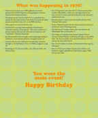 Inside view of a nostalgic greeting card detailing historical and pop culture events from the year 1978, perfect for a milestone birthday.