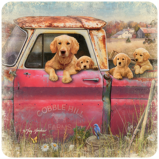 Vintage Truck, Dog & Puppies