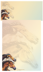 Premium letter paper with an artistic design showcasing majestic horse profiles, offering a unique and inspiring surface for heartfelt correspondence.