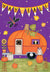 Pumpkin-shaped camper with owl Halloween Greeting Card