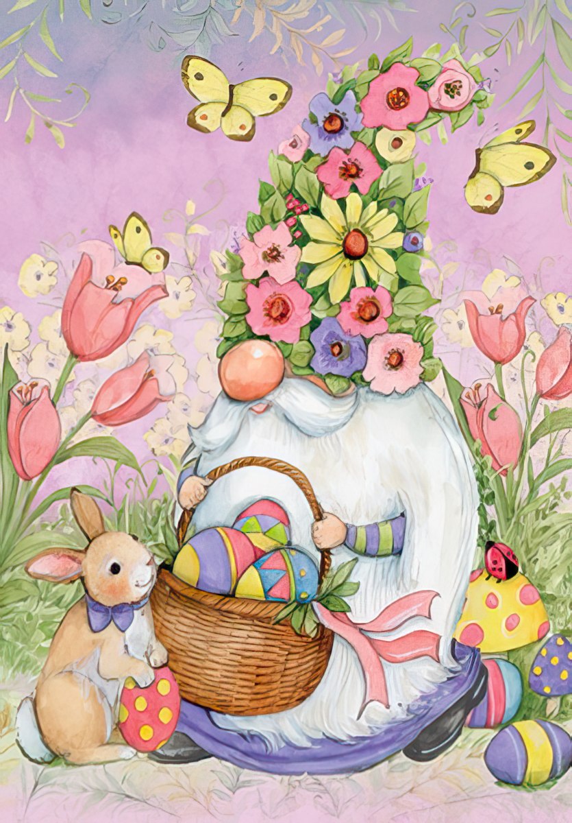 Gnome with Flower Hat Easter Card