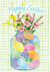 Jar Filled with Easter Eggs and Flowers Easter Card