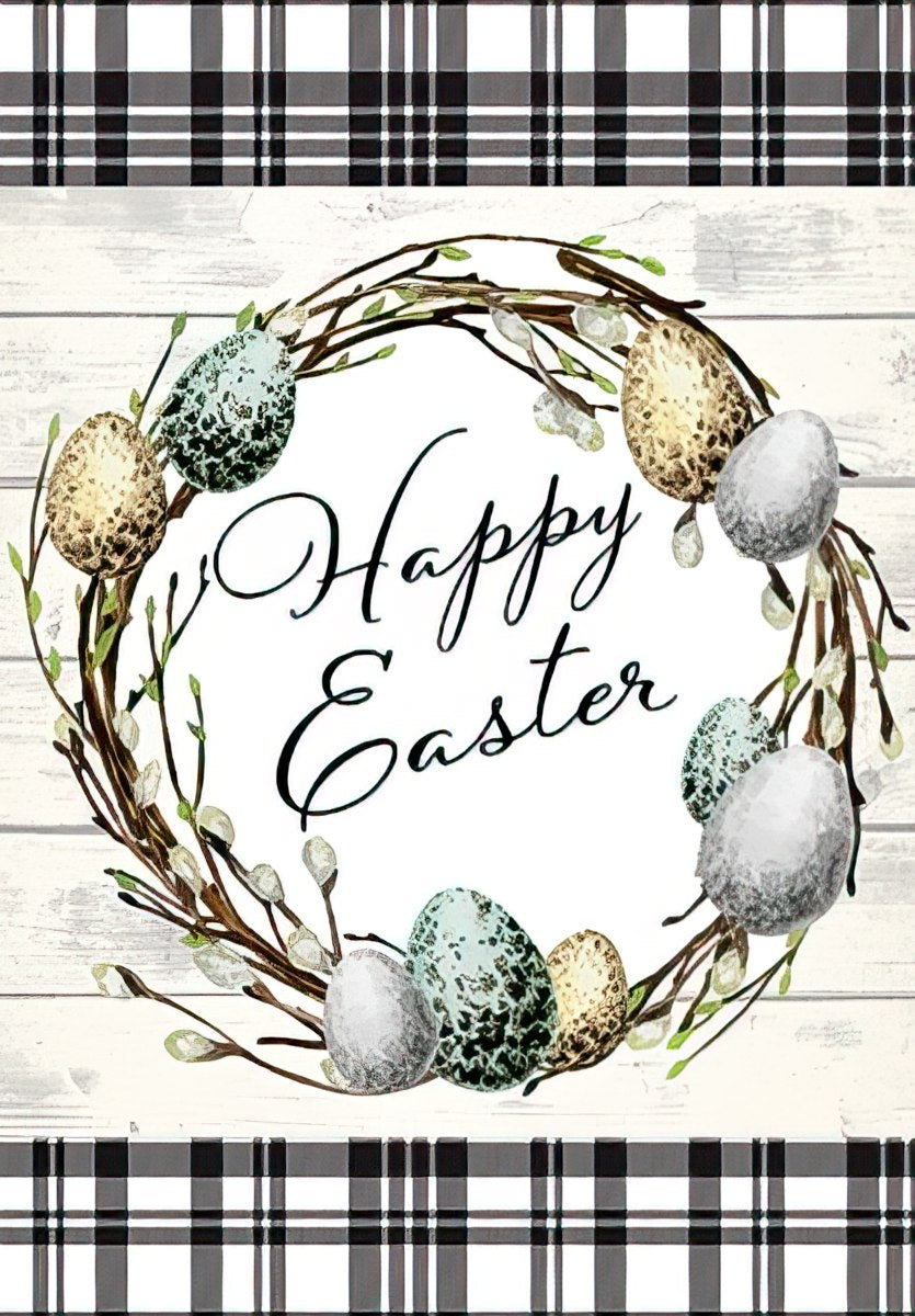 Farmhouse Wreath with Robin Eggs Easter Card