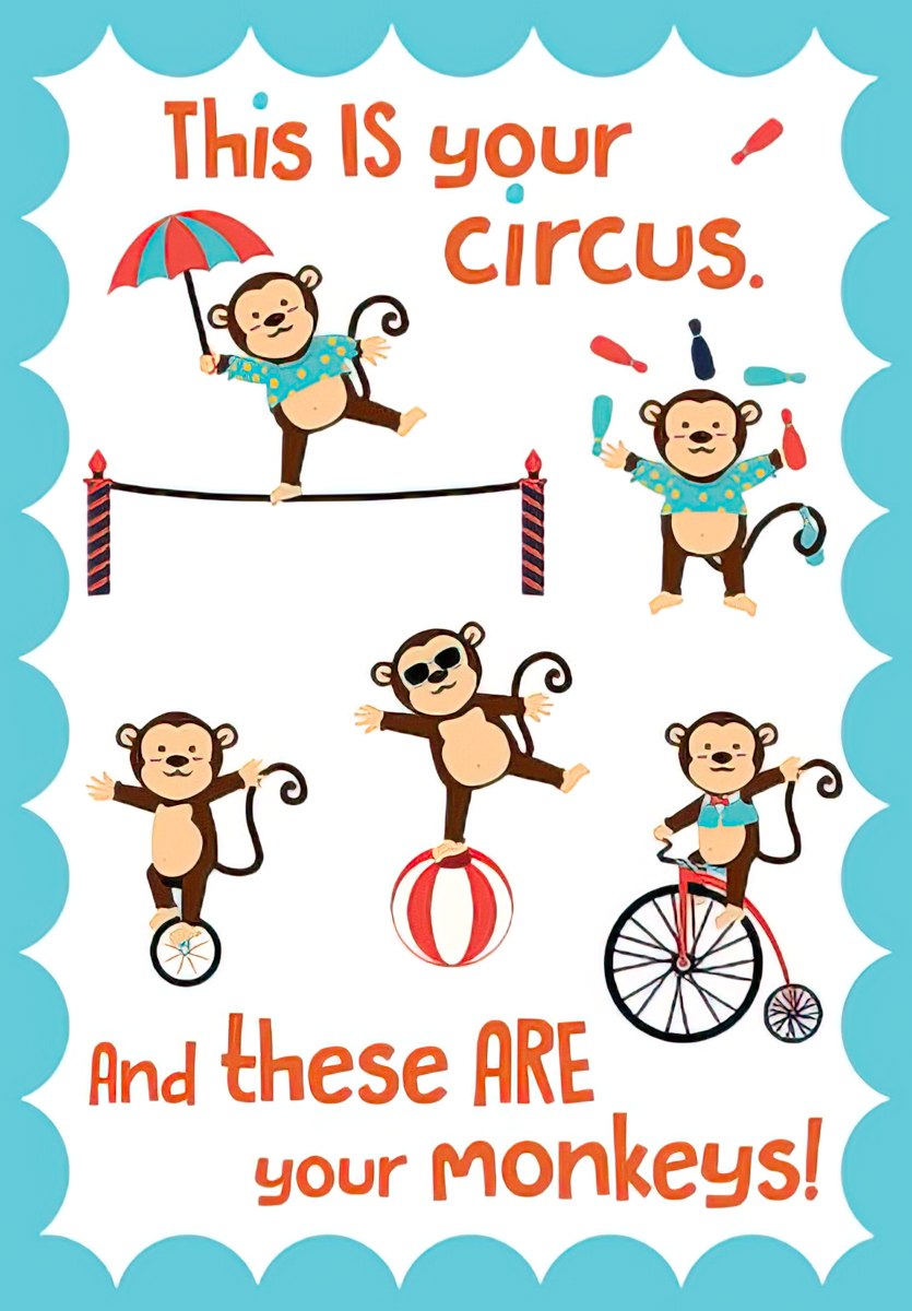 Various Circus Monkeys Mother's Day Card