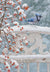 Blue Jay on White Garden Gate Christmas Card