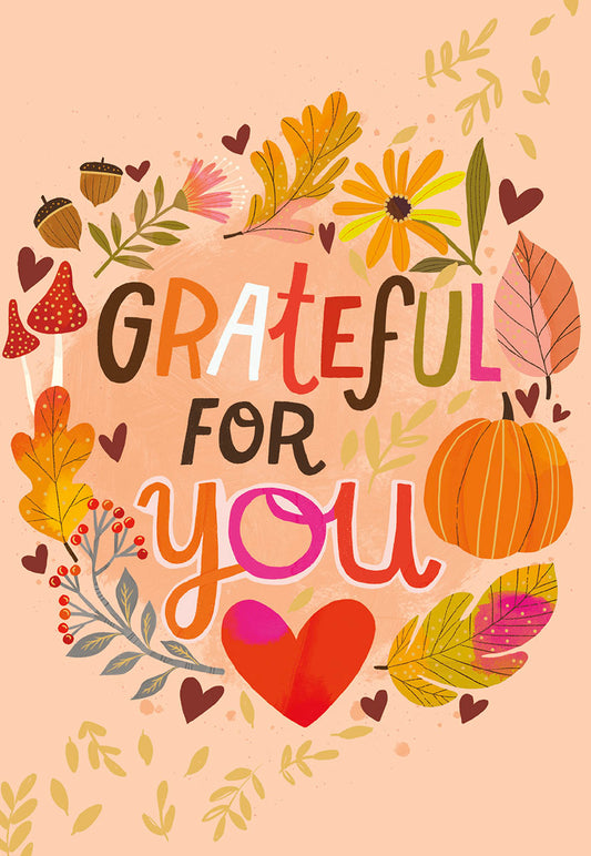 Grateful for You Fun Fall Wreath Thanksgiving Card