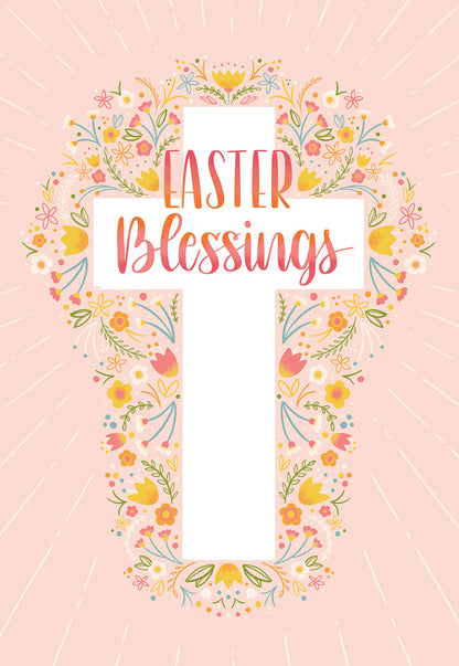 Easter Blessings Floral Cross Easter Card