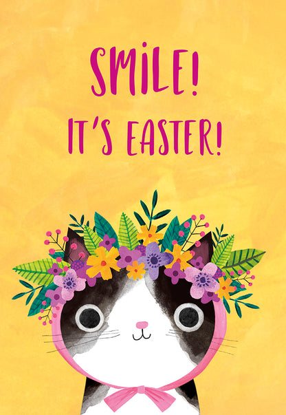 Smile! It's Easter! Cat in Flower Crown Easter Card