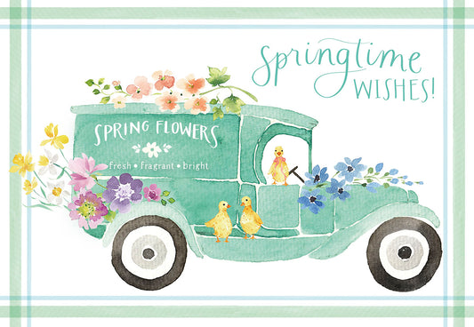 Springtime Wishes Flower Truck Easter Card