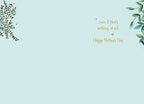Inside view of a Mother's Day greeting card with a delicate floral border and light blue background, revealing the concluding message: '...even if that's nothing at all. Happy Mother's Day'.