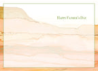 Inside view of a Father's Day greeting card, showcasing matching abstract alcohol ink art in soft beige, peach, and gold tones. Text reads 'Happy Father's Day' in green script. The design provides ample space for a personalized message to your parent, father, or beloved male figure.