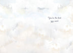 Interior view of an inspiring greeting card with a soft, abstract background. The card reads 'You're the best you ever!'.