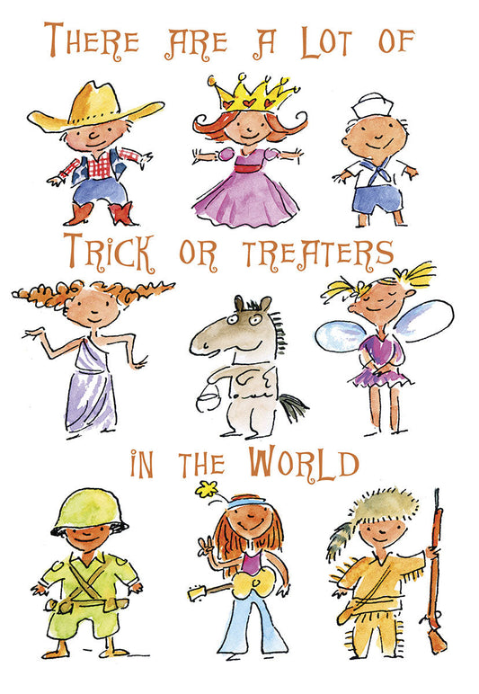 Funny Icons of Trick or Treaters Single Halloween Card