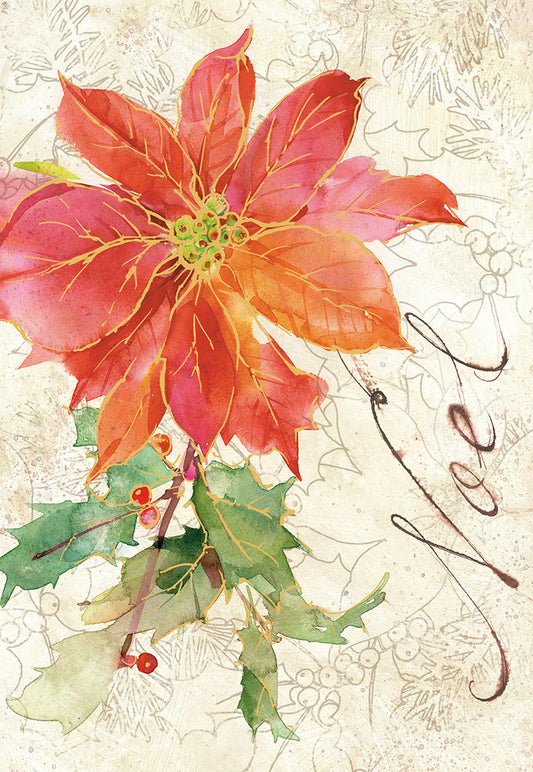 Noel & Poinsettia Christmas Card Single