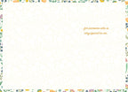 Inside of a special spring greeting card for a friend, featuring a delicate border of small colorful flowers and green leaves on a cream background, with heartfelt text '...for someone who is very special to me.' and ample space for a personal message.
