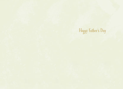 Inside of a Father's Day card, displaying 'Happy Father's Day' in elegant gold script on a subtle cream background.