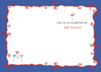 Inside of a funny birthday card for women with martini glass illustrations and celebratory text: 'I vote yes on celebrating you! HAPPY BIRTHDAY!'