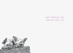 Inside of a humorous pig-themed birthday card, showing a subtle continuation of the pig illustration in the corner and the message 'HOPE TODAY HAS YOU SQUEALIN' WITH JOY!'.