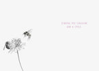 Inside view of a friendship greeting card with a grayscale bee and flower illustration, accompanied by the heartfelt message: 'SENDING YOU SUNSHINE AND A SMILE.'