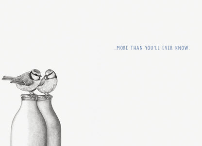 Two Birds Sitting On Bottles Friendship/Care & Concern Card