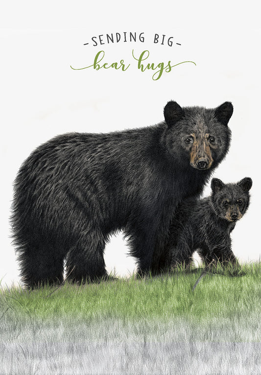 Two Black Bears Walking Get Well Card