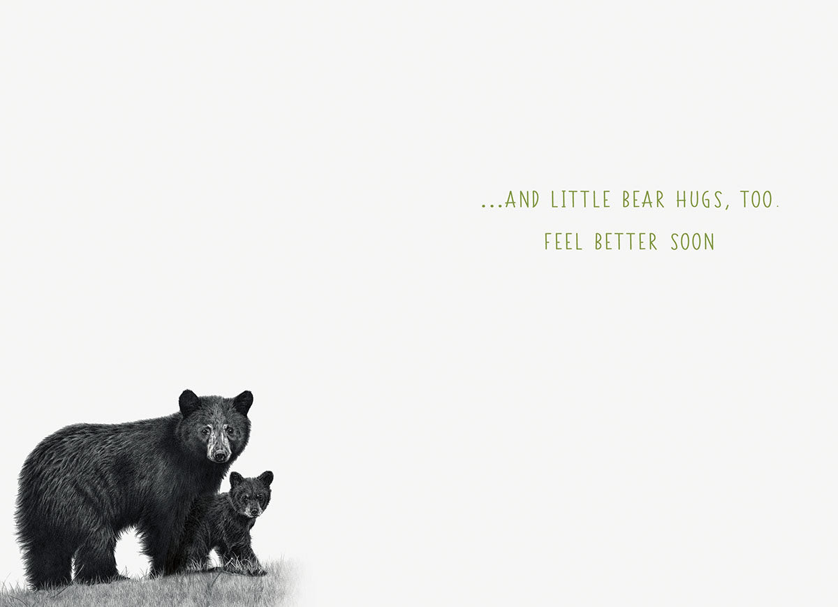 Two Black Bears Walking Get Well Card