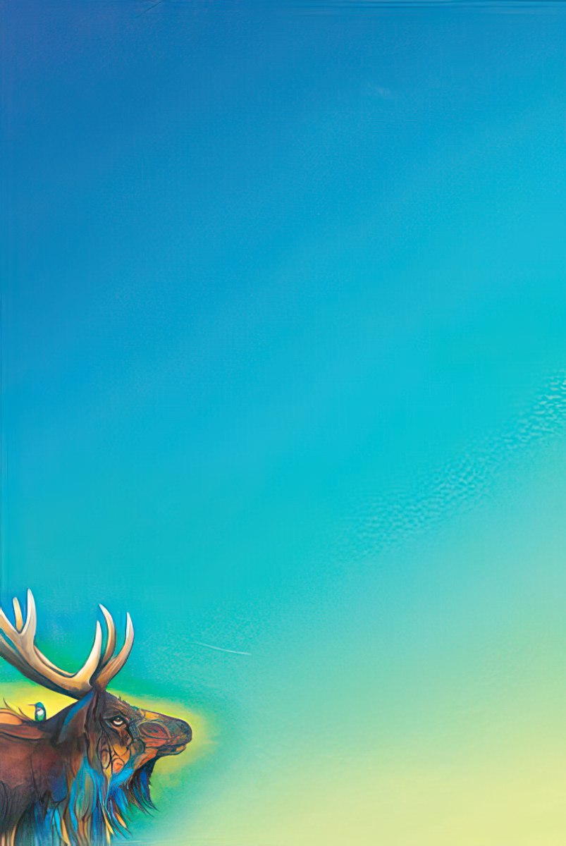 Blue-green gradient background of a blank greeting card inside.