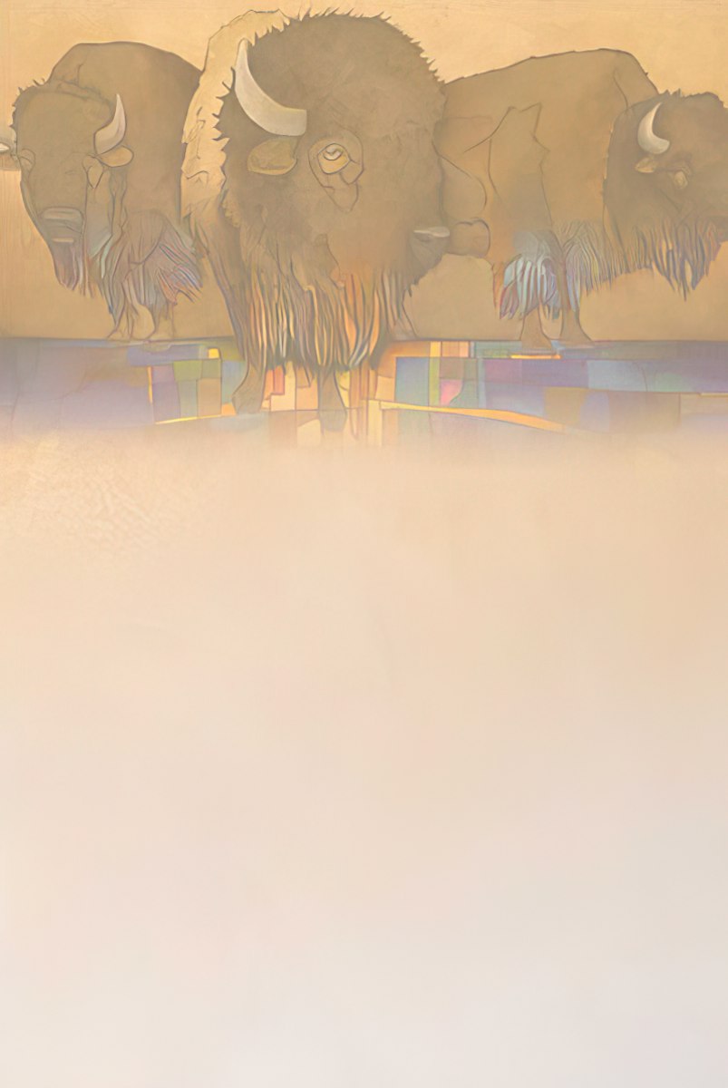 Light beige background of a blank greeting card inside with part of the bison image showing.