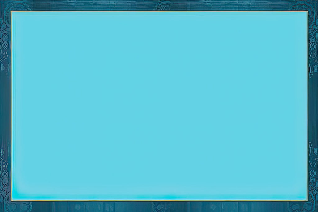 Inside view of a blank light blue greeting card with a subtle decorative border, providing ample space for a personalized message.