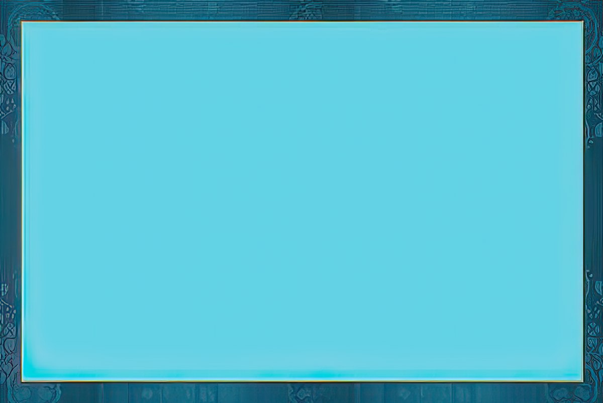 Inside view of a blank light blue greeting card with a subtle decorative border, providing ample space for a personalized message.