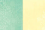 Interior view of a greeting card showing a split design with a textured teal side featuring a subtle floral pattern and a soft yellow plain side, perfect for writing a personalized message.