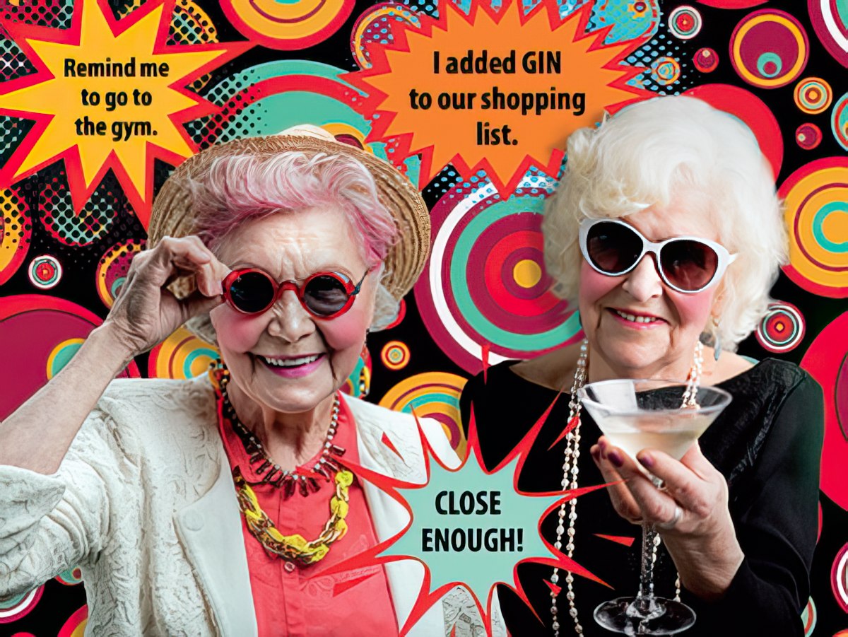 Elderly Ladies with Sunglasses Birthday Card